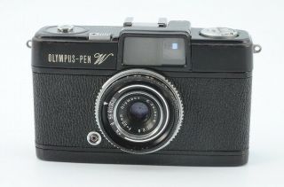 【Very Rare 】Olympus - Pen W Half Frame Black Camera With E.  Zuiko - W 25mm F2.  8 Lens 3