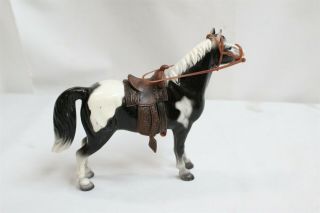 Vintage Japanese Hong Kong Poncho Black White Toy Horse with Saddle 3