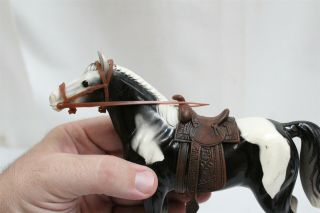 Vintage Japanese Hong Kong Poncho Black White Toy Horse with Saddle 5