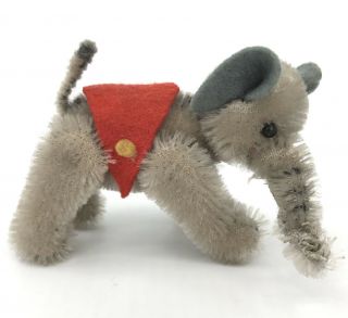 Schuco Noahs Ark Elephant Mohair Plush Metal 1950s 6cm 2.  5in Jointed No Tusks