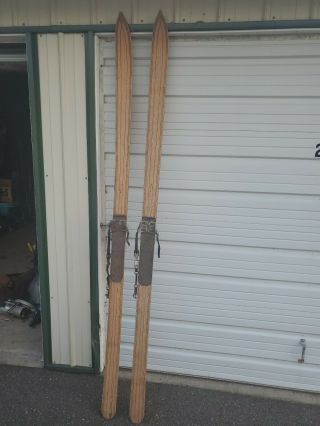 Vintage Antique Old Wood Skis - Adult Grooved 88 " Long Wall Hangers