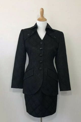 Vintage Christian Dior Blazer & Skirt Separates,  Black,  Size 4,  Wool Blend