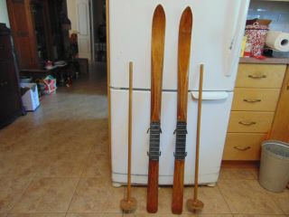 Vintage/antique Wooden Skis 47 Long Chalet Decor 7438