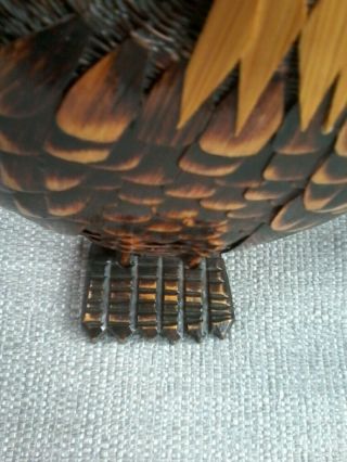 CHINESE WOODEN CARVED AND WOVEN WICKER EAGLES.  VINTAGE.  H 22.  5CM. 3