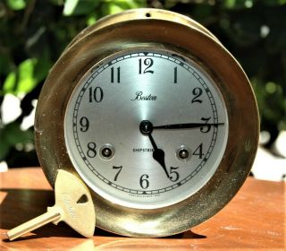 Fine Vintage Chelsea Boston Ship Strike 8 Day Brass Nautical Marine Clock