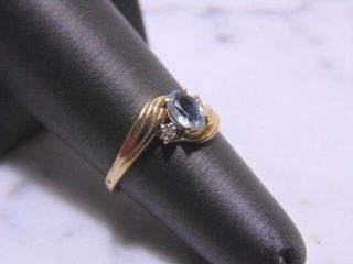 Womens Vintage Estate 10k Yellow Gold Light Topaz Diamond Ring,  1.  6g