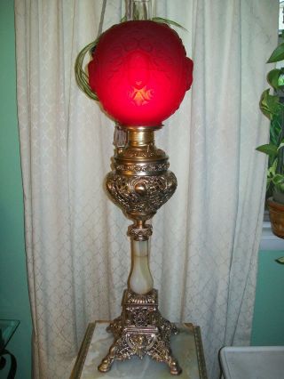 Antique Banquet - Parlor  Mathew & Willard " Electrified Oil Lamp