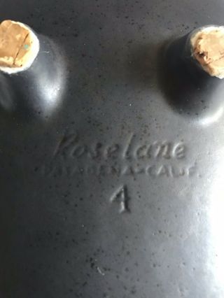 MCM Roselane Pottery Aqua/Black 3 piece Footed Serving Set VG Vintage 4