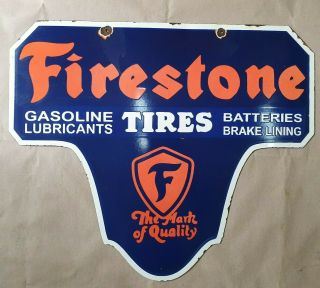 Firestone Tires 2 Sided Vintage Porcelain Sign 24 X 20 Inches