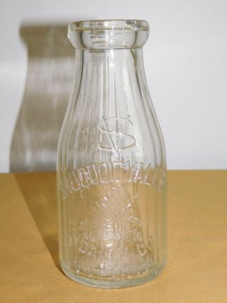 Vintage 1925 7 " Indian Sauquoit Valley Dairy Co Utica Ny 1 Pint Milk Bottle