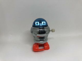 Vintage 1977 Tomy Toy Windup Silver And Blue Robot 5