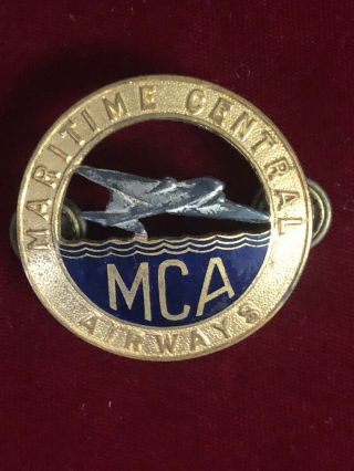 Vintage Rare Maritime Central Mca Canada Airways Screw Pin Badge