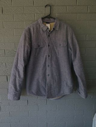 Vintage Patagonia Chambray Hemp Insulated Shirt Jacket Size Medium Deep Pile M