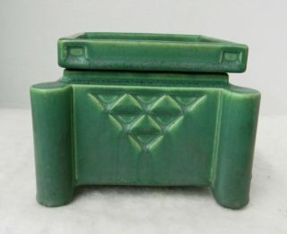 Rare Roseville Pottery Shape 217 - 5 Matte Green Ceramic Design Planter & Insert