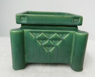 Rare Roseville Pottery Shape 217 - 5 Matte Green Ceramic Design Planter & Insert 3
