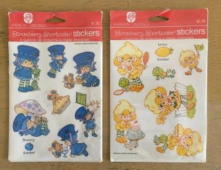 Vintage Strawberry Shortcake Scratch N Sniff Stickers Blueberry Lemon 1984