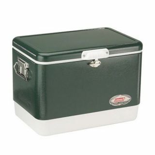 Steel Coleman Cooler Belted Vintage 54 Qt Ice Chest Camping Metal Outdoor Store