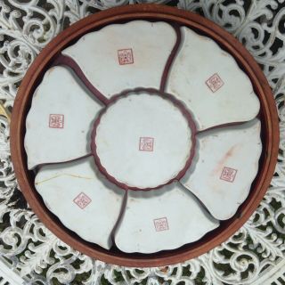 Vintage Chinese sweetmeat enamelled dishes lazy Susan millefleur famille Rose 4