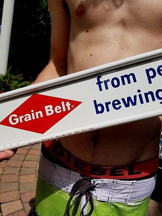 Vintage Rare Grain Belt Beer Brewery Metal Door Push Sign NOS WOW 6