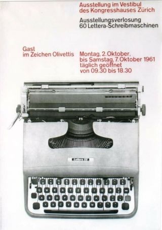 Vintage Poster Olivetti Italian Typewriter 1961