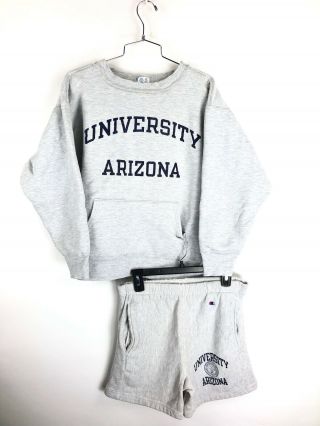 Vintage 80s Champion Reverse Weave Track Suit Uofa Arizona Sweatshirt Shorts M