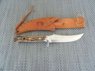 Vintage Puma Knife Skinner Stag Handle Leather Sheath 1969 Never Sharpened