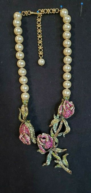 Heidi Daus 3 Roses And Pearl Necklace