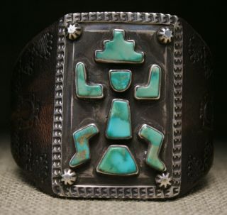 Vintage Native American Zuni Turquoise Sterling Silver Ketoh Bracelet