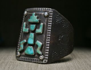 Vintage Native American Zuni Turquoise Sterling Silver Ketoh Bracelet 2