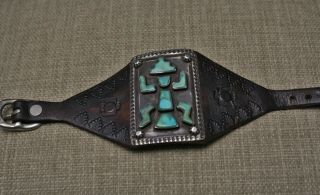 Vintage Native American Zuni Turquoise Sterling Silver Ketoh Bracelet 9