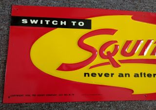 RARE 1950s SQUIRT SODA Embossed Metal SIGN.  NOS & 2
