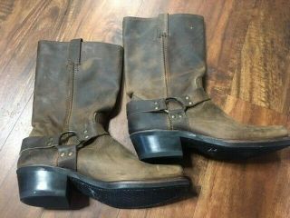 Frye Vtg Womens Brown Leather Harness Biker/riding Boots Sz 10 M