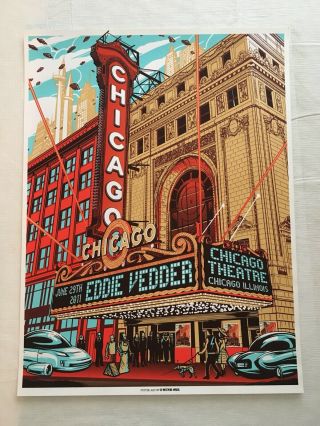 Eddie Vedder Of Pearl Jam Concert Poster Chicago 2011 Rare
