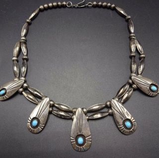 Signed Vintage Sterling Silver Navajo Pearls & Turquoise Shadowbox Necklace