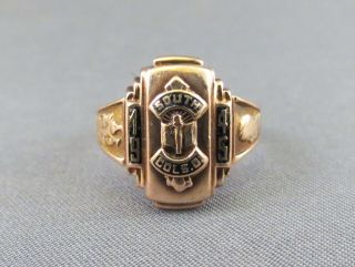 1945 South High School 10k Gold Class Ring Columbus Ohio World War Ii Era