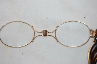 Antique Victorian 14k Gold Folding Opera Glasses Faux Tortoise Handle 2