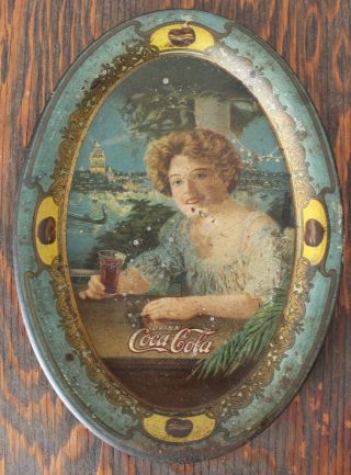 Rare Vintage 1909 Coca Cola Coke Tip Tray Hilda Clark St Louis Worlds Fair