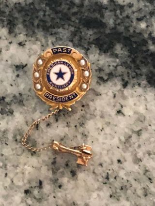 VTG 10k Yellow Gold Enamel American Legion Auxiliary Past President Pin 4.  5 G 4