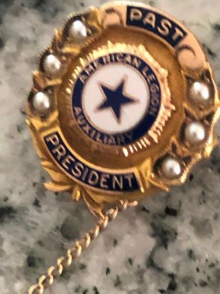 VTG 10k Yellow Gold Enamel American Legion Auxiliary Past President Pin 4.  5 G 8