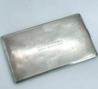 Ww2 Era Sterling Silver Cigarette Case Us Navy Heavy 164 Grams