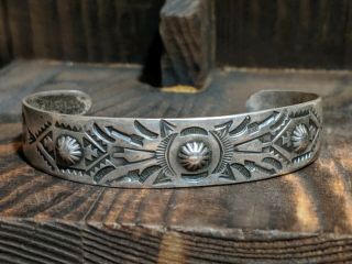 Rare Solid Silver Garden Of The Gods Native American Indian Cuff Bracelet