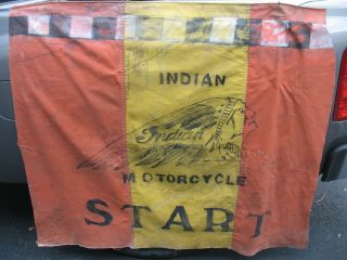 Vintage Indian Chief Race Rally Banner Start Flag Scout Motocross Tt Hillclimb