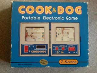 Rare Vintage Jeu Lcd Cook And Dog Handheld Game Watch Multiscreen