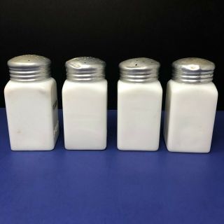 Hotpoint Milk Glass Shakers Range Top Salt Pepper Flour Sugar Depression Vintage 3