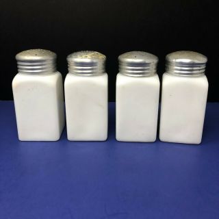 Hotpoint Milk Glass Shakers Range Top Salt Pepper Flour Sugar Depression Vintage 7