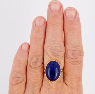 Vintage 18K 13.  5 Carat Natural Lapis Ring Size 8 1/2 4