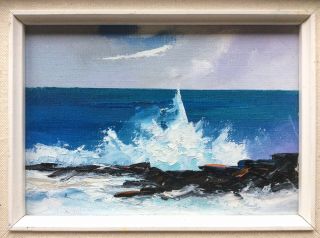 Vintage Isao Nakamoto Signed Hawaii Seascape Oil Painting - Frame 9”x11” 3