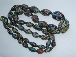 Vintage Moretti Millefiori Matt Venetian Glass Necklace