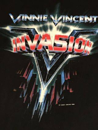 Vinnie Vincent Invasion Vtg Tour Shirt Kiss Slaughter Crue Ratt Dokken Dio Ace