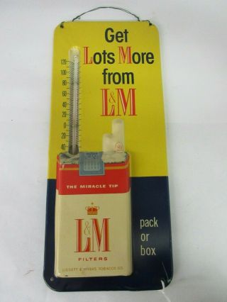 Vintage Advertising L & M Cigarette Store Tin Thermometer Exc Cond M - 84